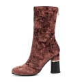 high quality western chunky ladies leather mid calf boots